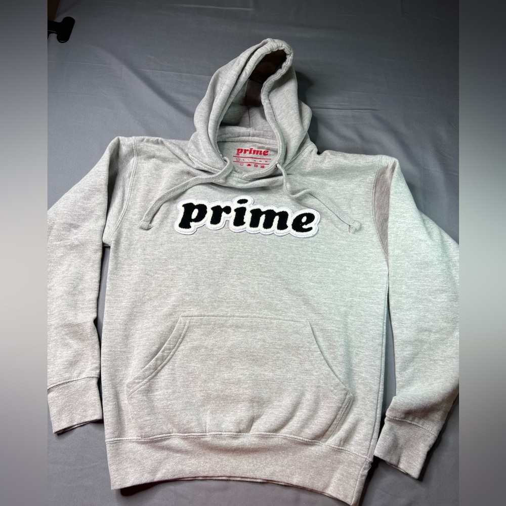 Gray Men's Hoodie Sweater with Prime patch on front